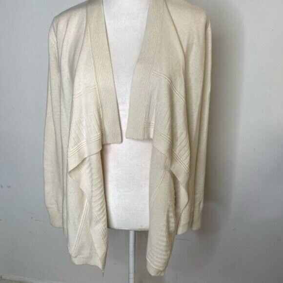 Club Monaco Beige Cashmere wrap cardigan sweater sz XS small knit ribbed - Picture 12 of 12
